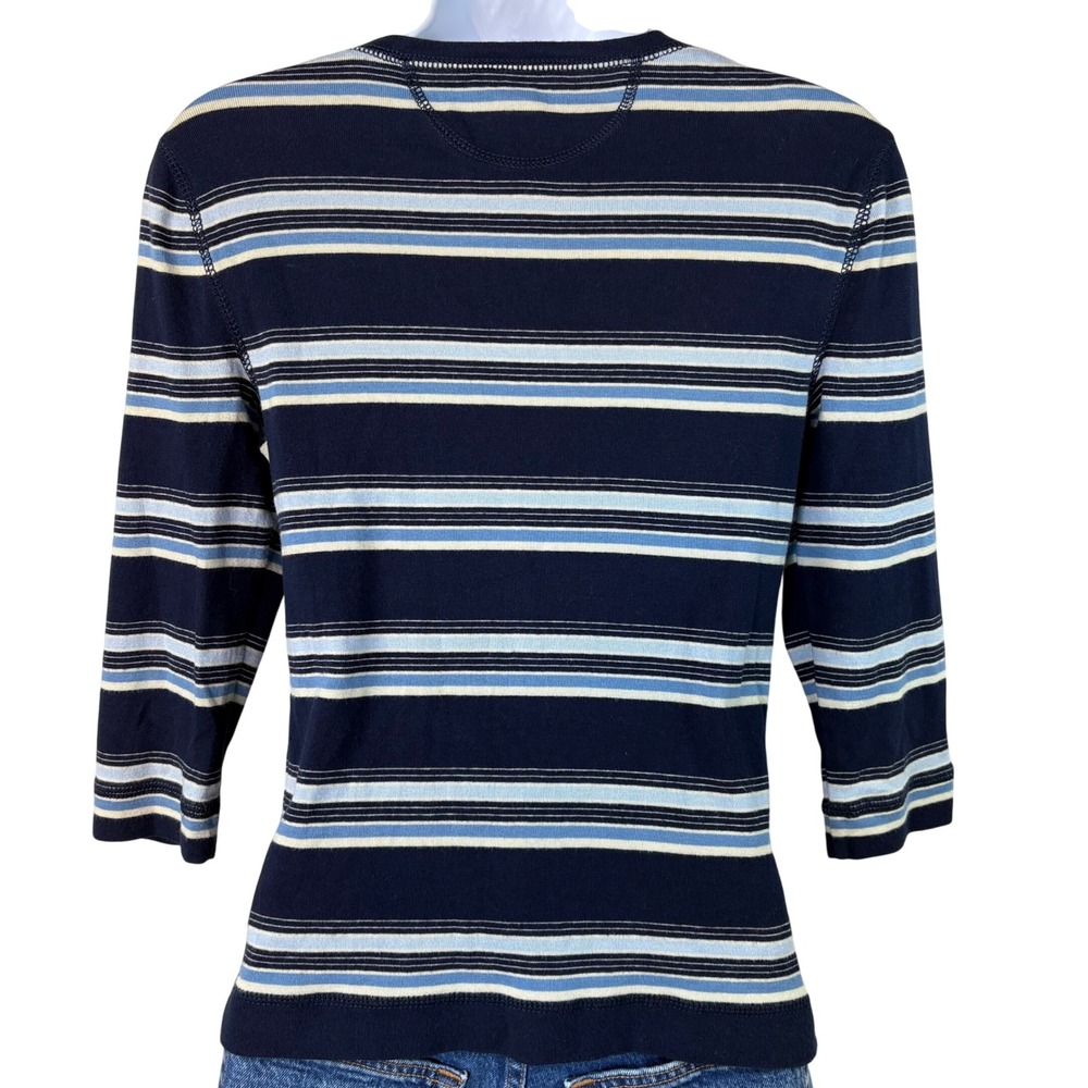 Vintage LRL Lauren Jeans Co Ralph Lauren Striped Lace Up 3/4 Sleeve Top Women S‎ - Picture 4 of 10
